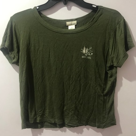 Green Happy Camper T Shirt - Picture 1 of 4